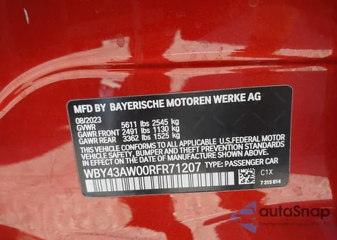 2024 BMW I4 Edrive35 z USA, uszkodzony, nr VIN WBY43AW00RFR71207